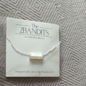 The 2Bandits Silver Opal Bar Necklace - White Opalescent